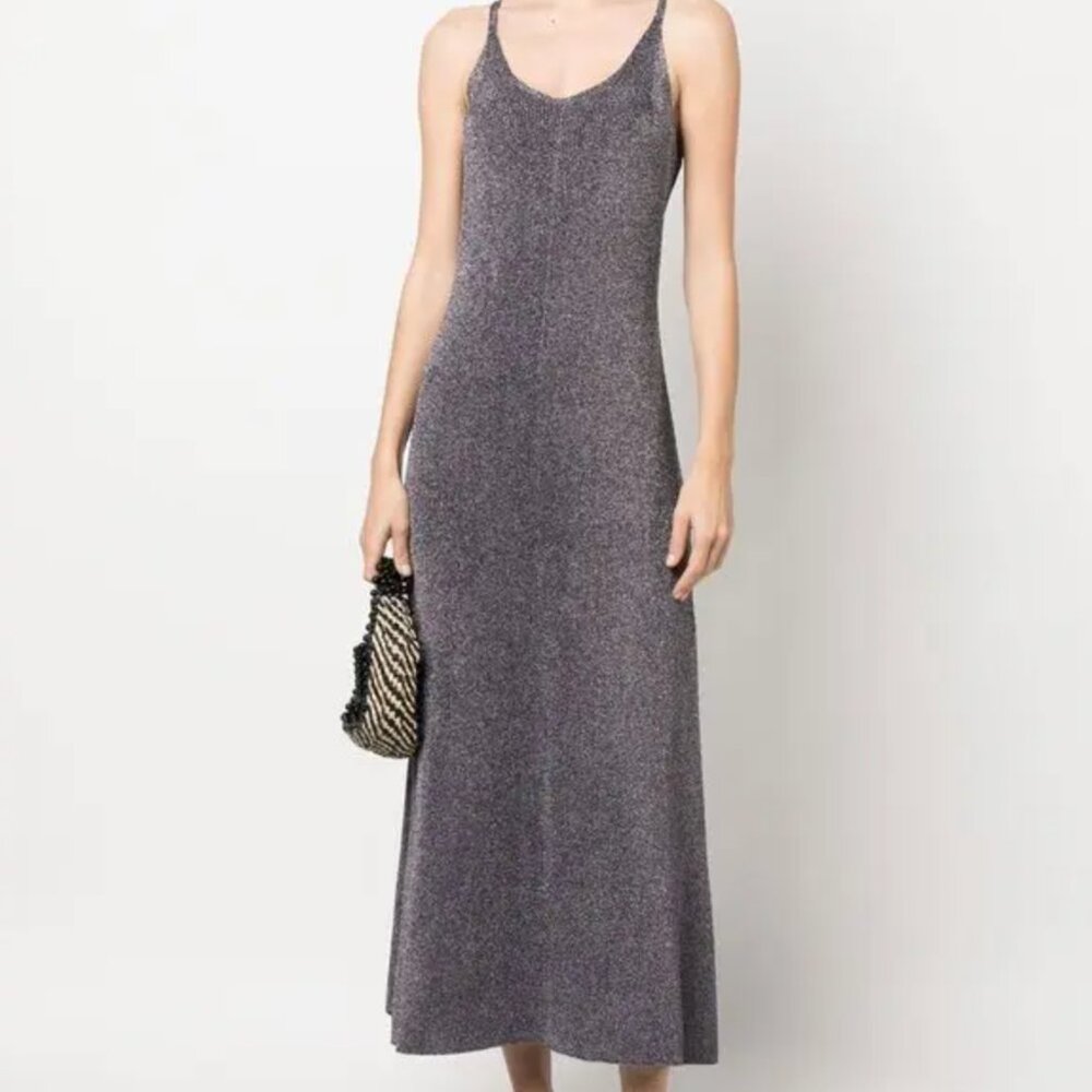 NWT Tory Burch Metallic Knitted Slip Dress in Purple